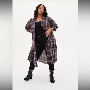 Torrid Women's Duster - Red and Black Plaid